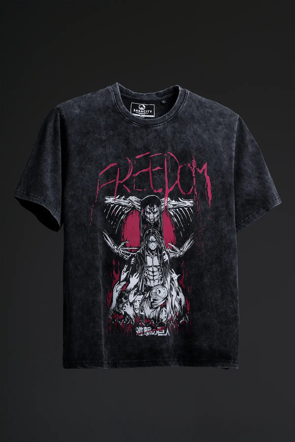 Freedom Acid Washed - AOT Anime Oversized T-shirt