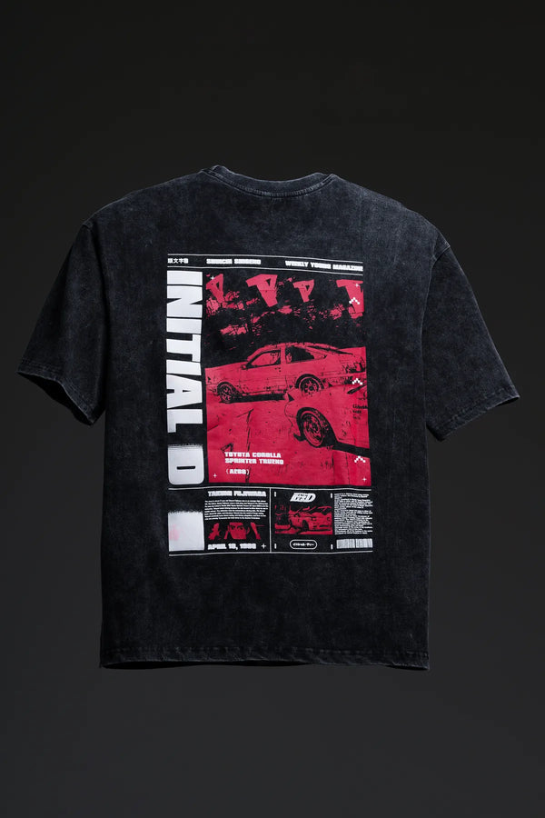 Initial D - Anime oversized acid wash t-shirt