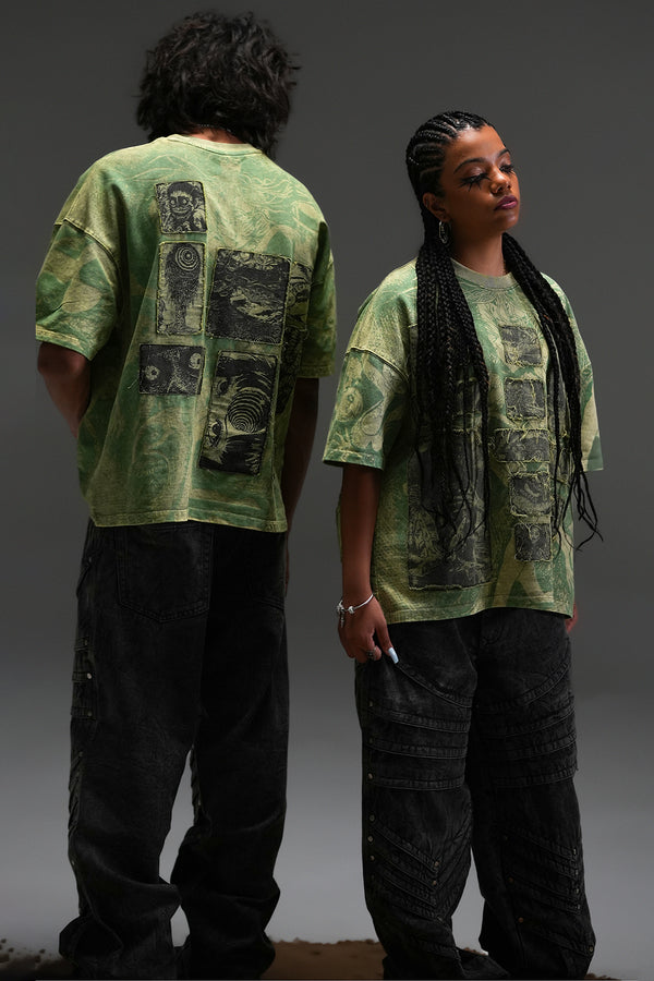Elements Of Horror Heavy Patchworked Washed Tshirt