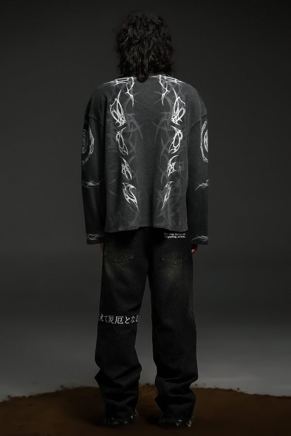 Malevolent Body - Waffle Fabric Full Sleeve T-shirt