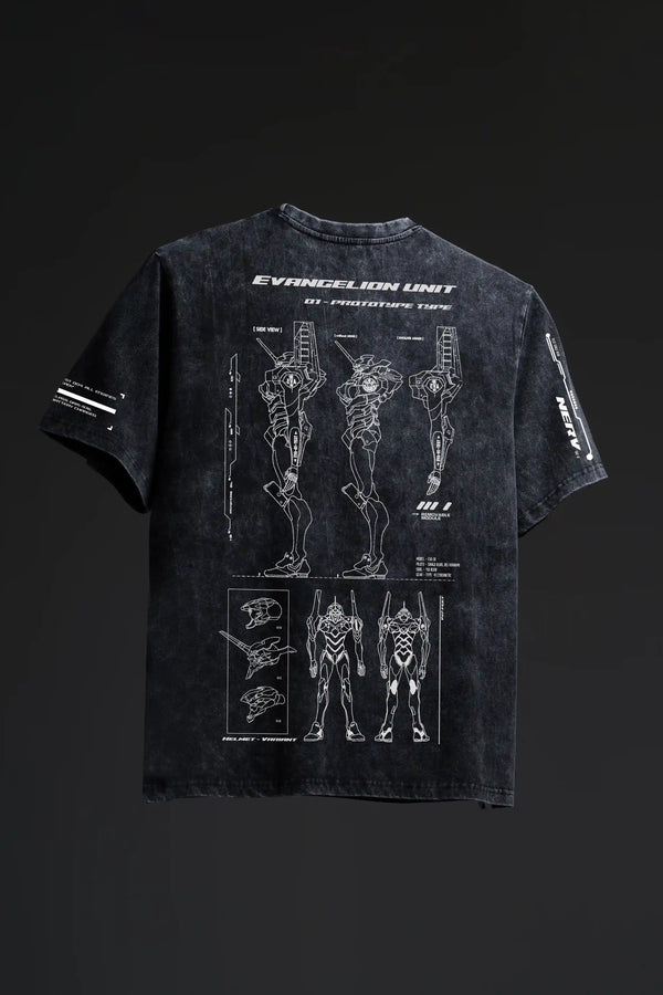 Nerv 01 Acid washed  V2- Anime Oversized T-shirt