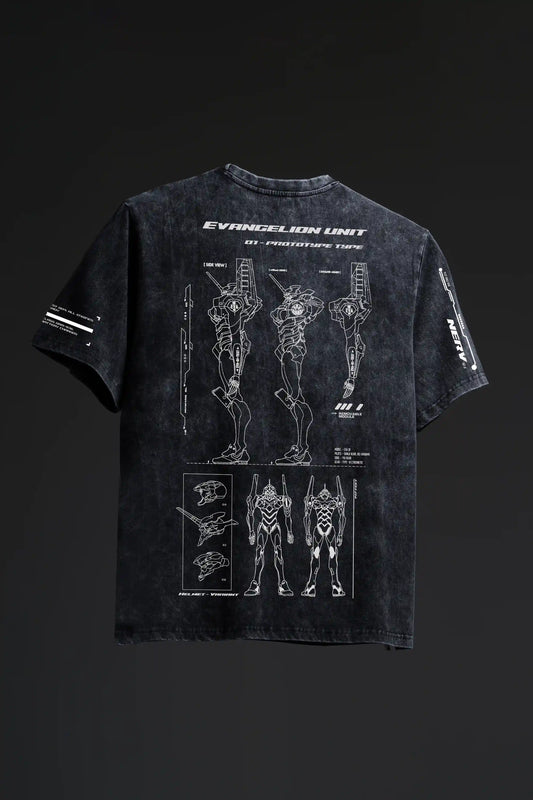 Nerv 01 Acid washed  V2- Anime Oversized T-shirt